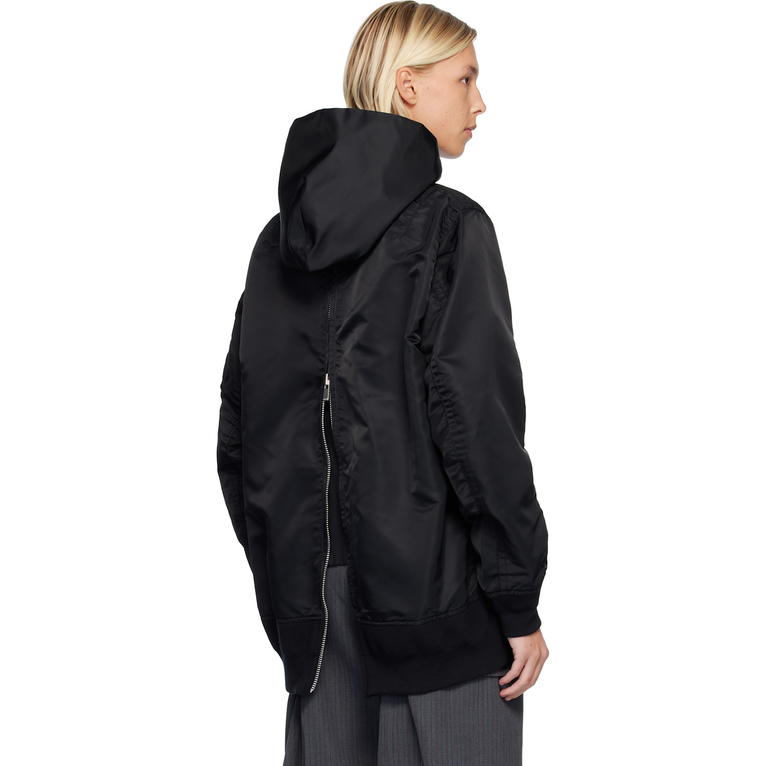  Sacai Black Nylon Twill Hoodie 