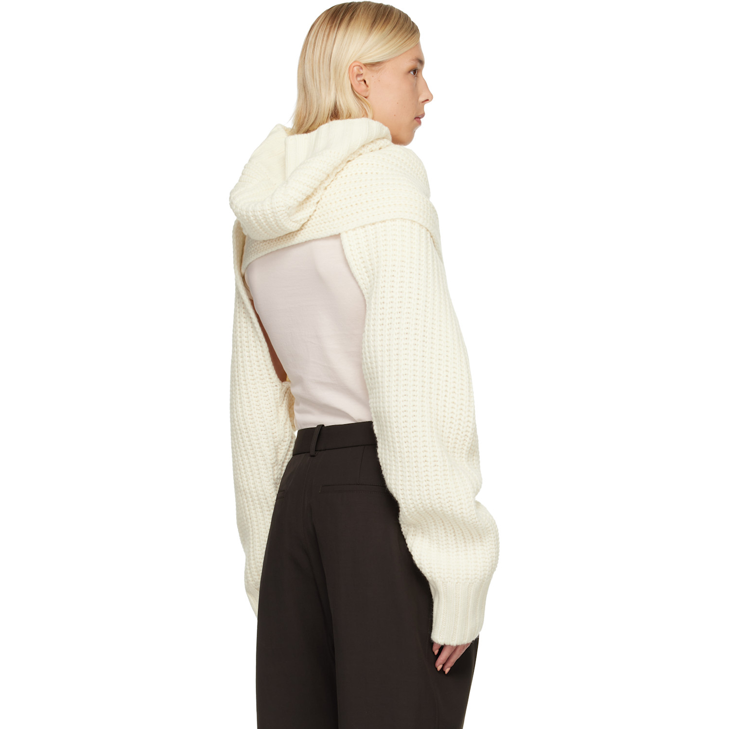  Sacai Off-white Wool Knit Pullover Turtleneck 
