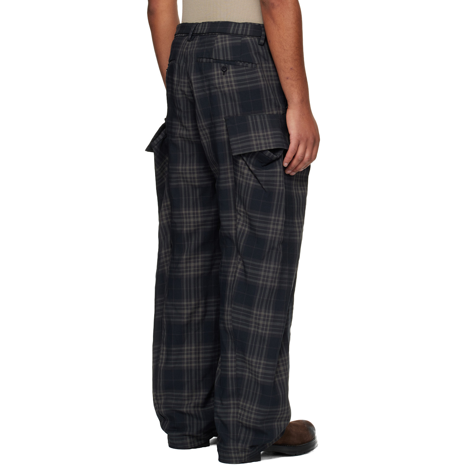  Sacai Black Plaid Cargo Pants 