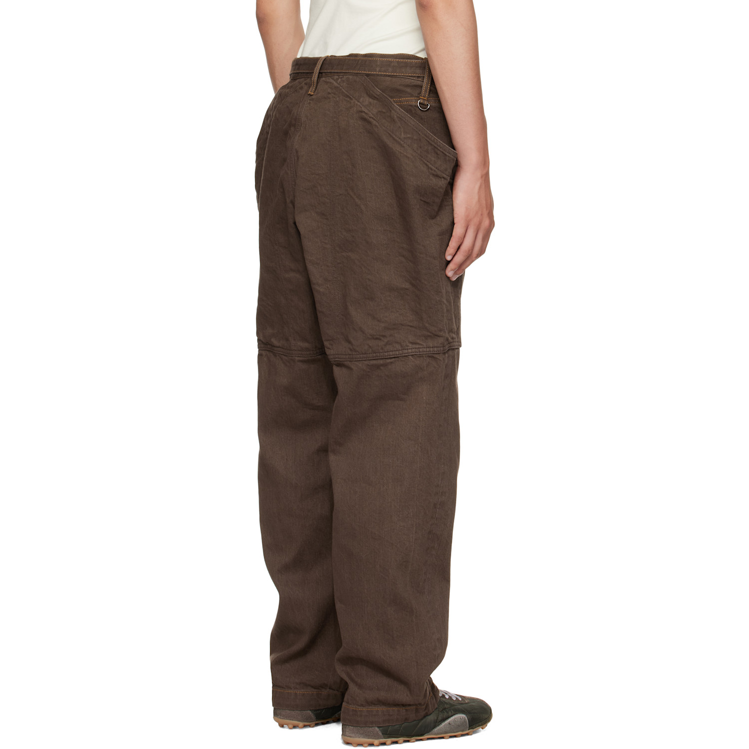  Sacai Brown Belted Denim Cargo Pants 