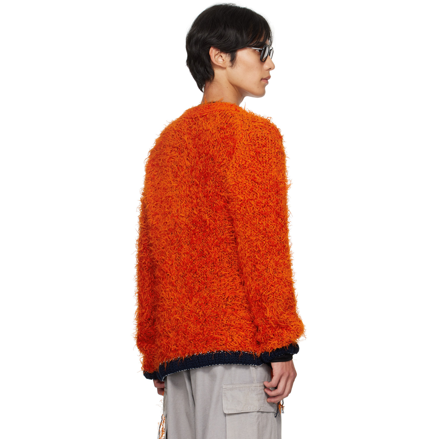  Sacai Orange Furry Knit Cardigan 