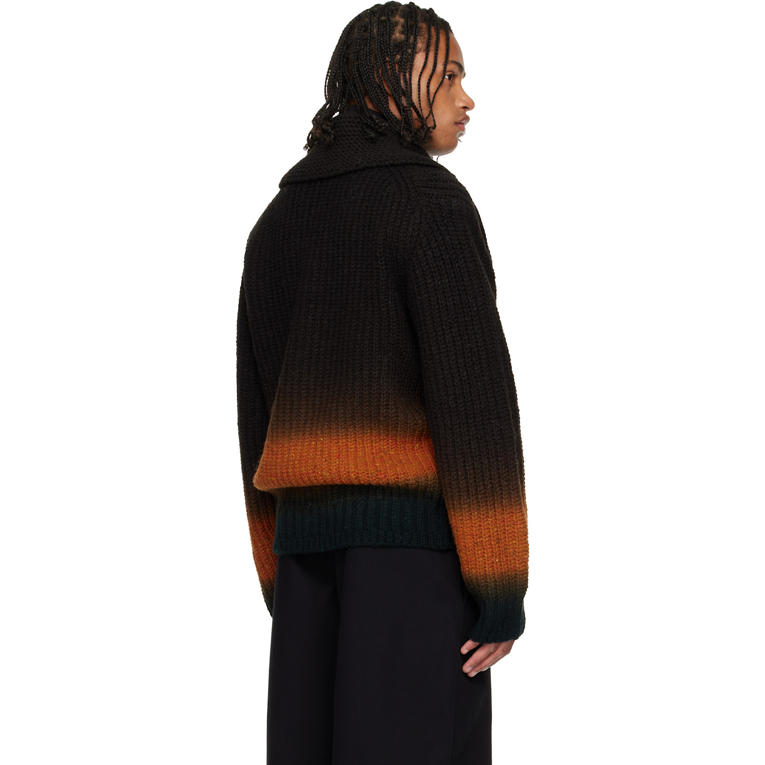  Sacai Brown Garment-dyed Wool Cardigan 