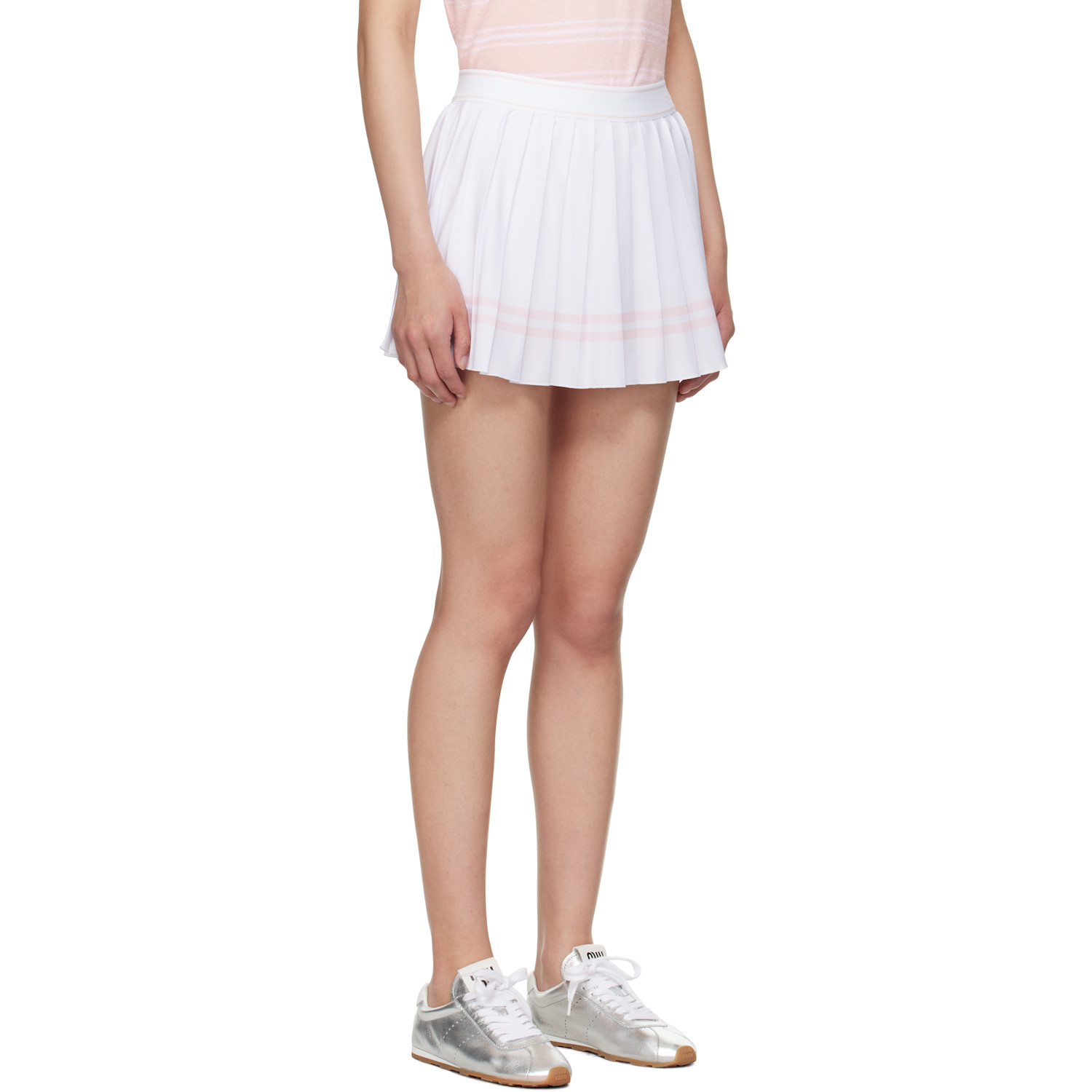  Sporty & Rich White Vendome Script Pleated Skort 