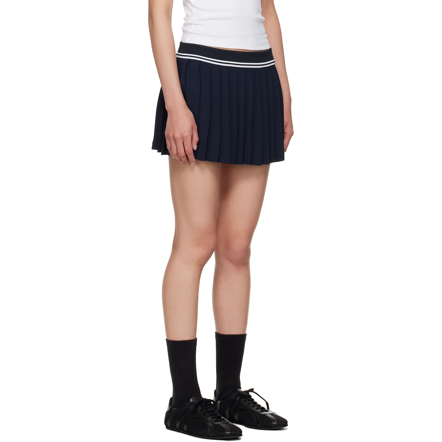  Sporty & Rich Navy 'src' Logo Abigail Miniskirt 