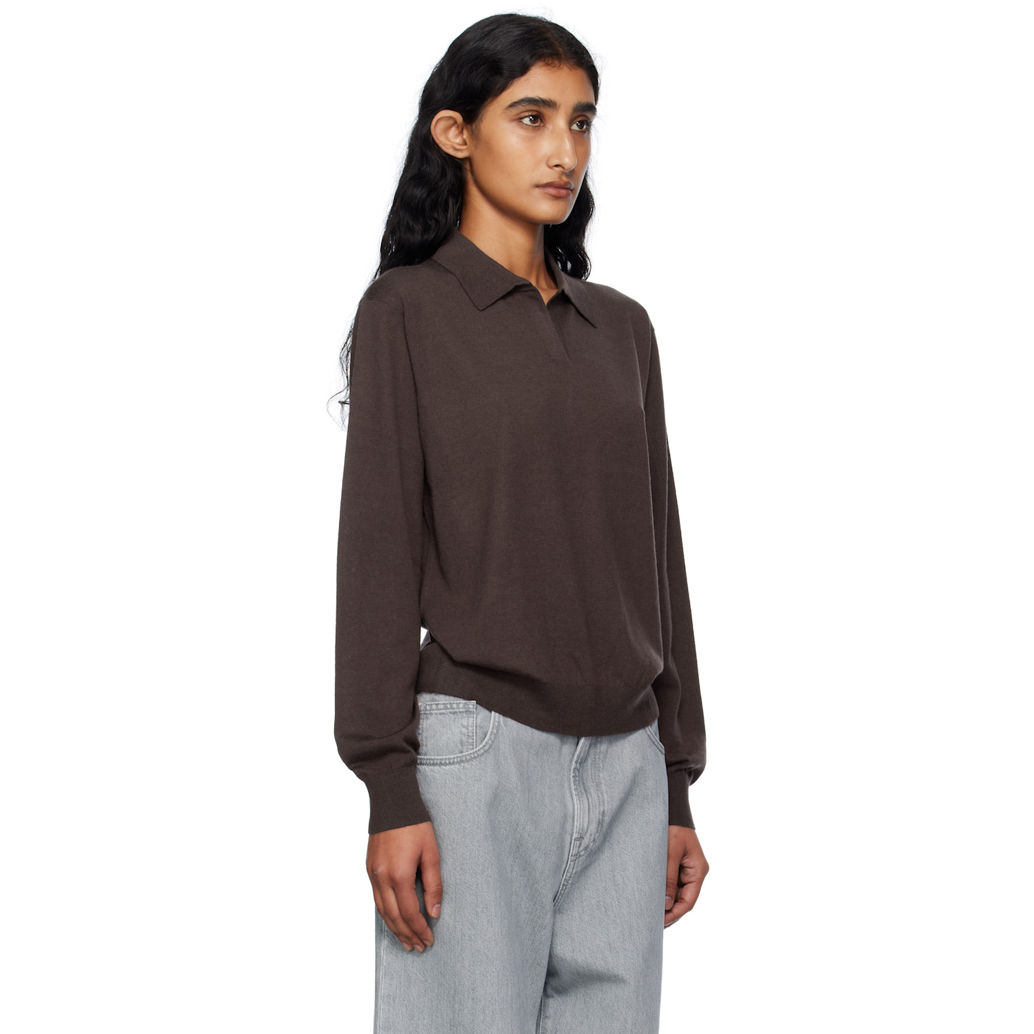  6397 Brown Long Sleeve Polo 