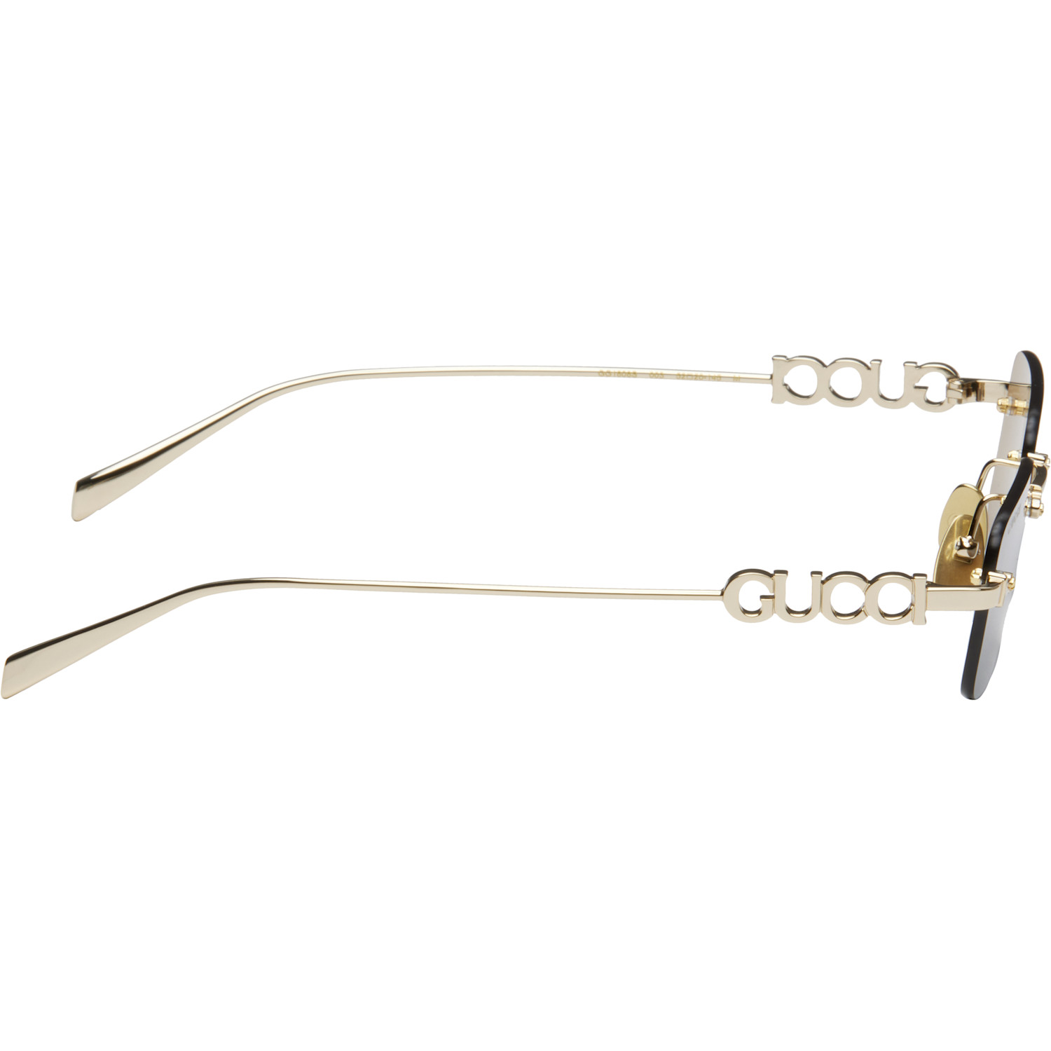  Gucci Gold 'gucci' Block Rectangular Sunglasses 