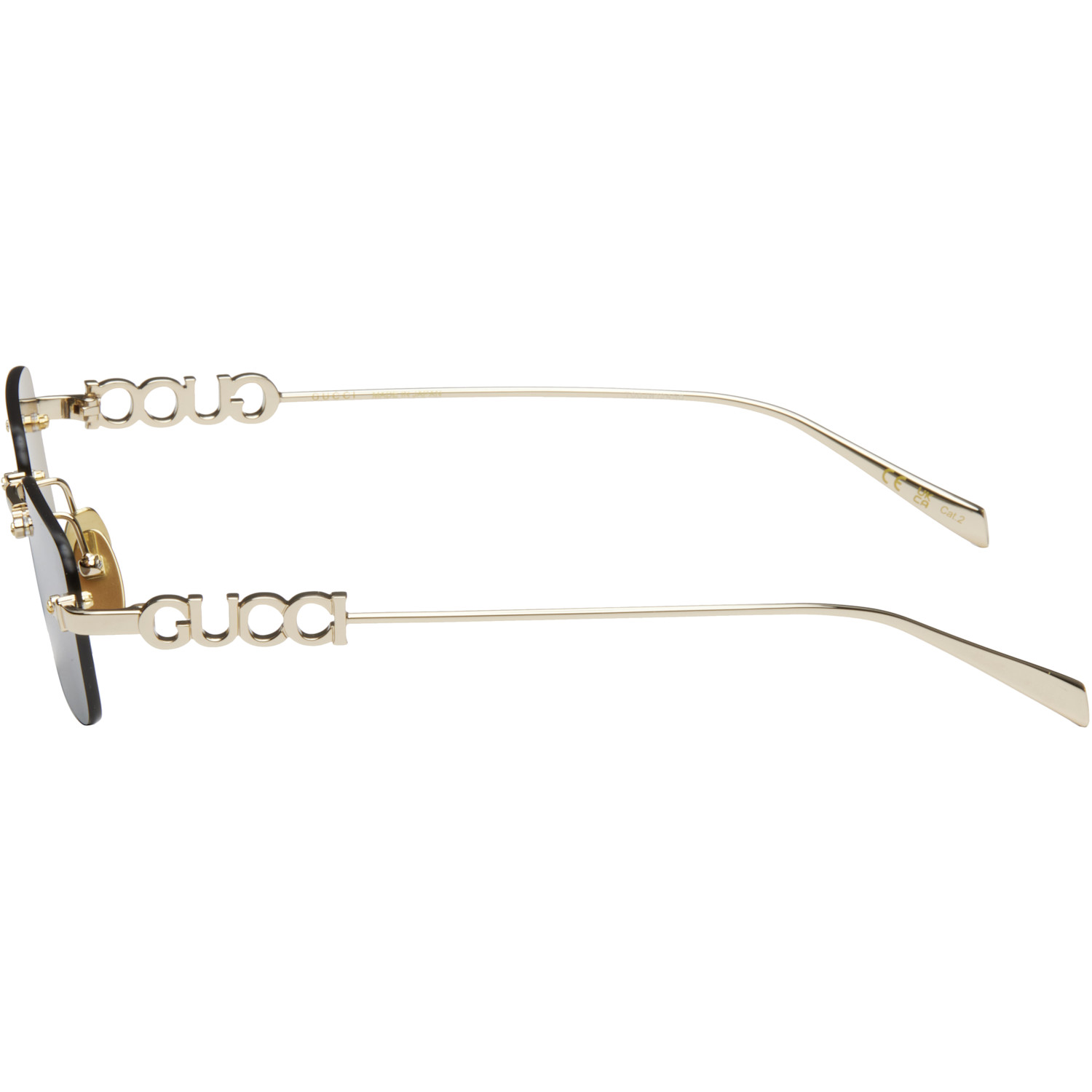  Gucci Gold 'gucci' Block Rectangular Sunglasses 
