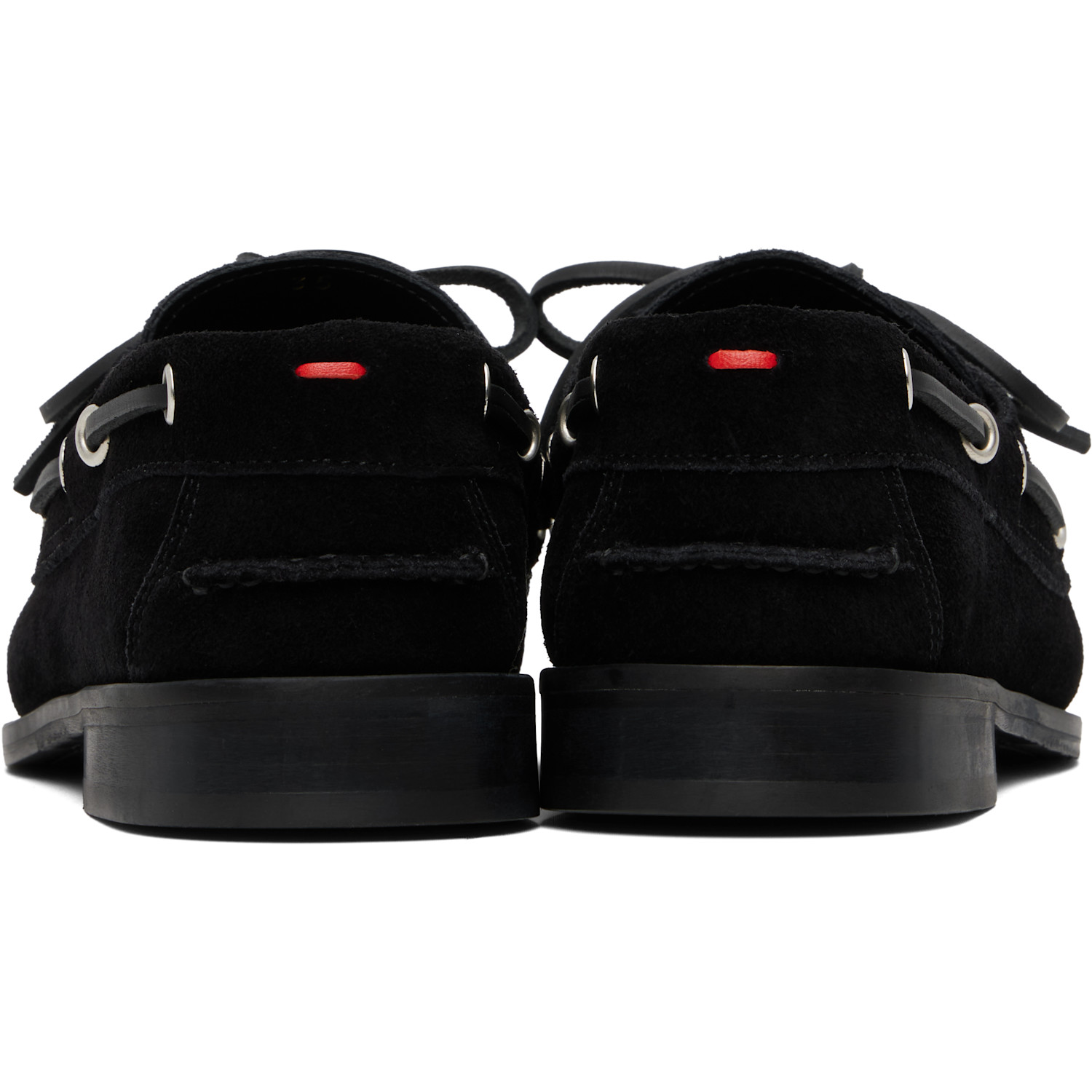  Aeyde Black Harris Suede Boat Shoes 