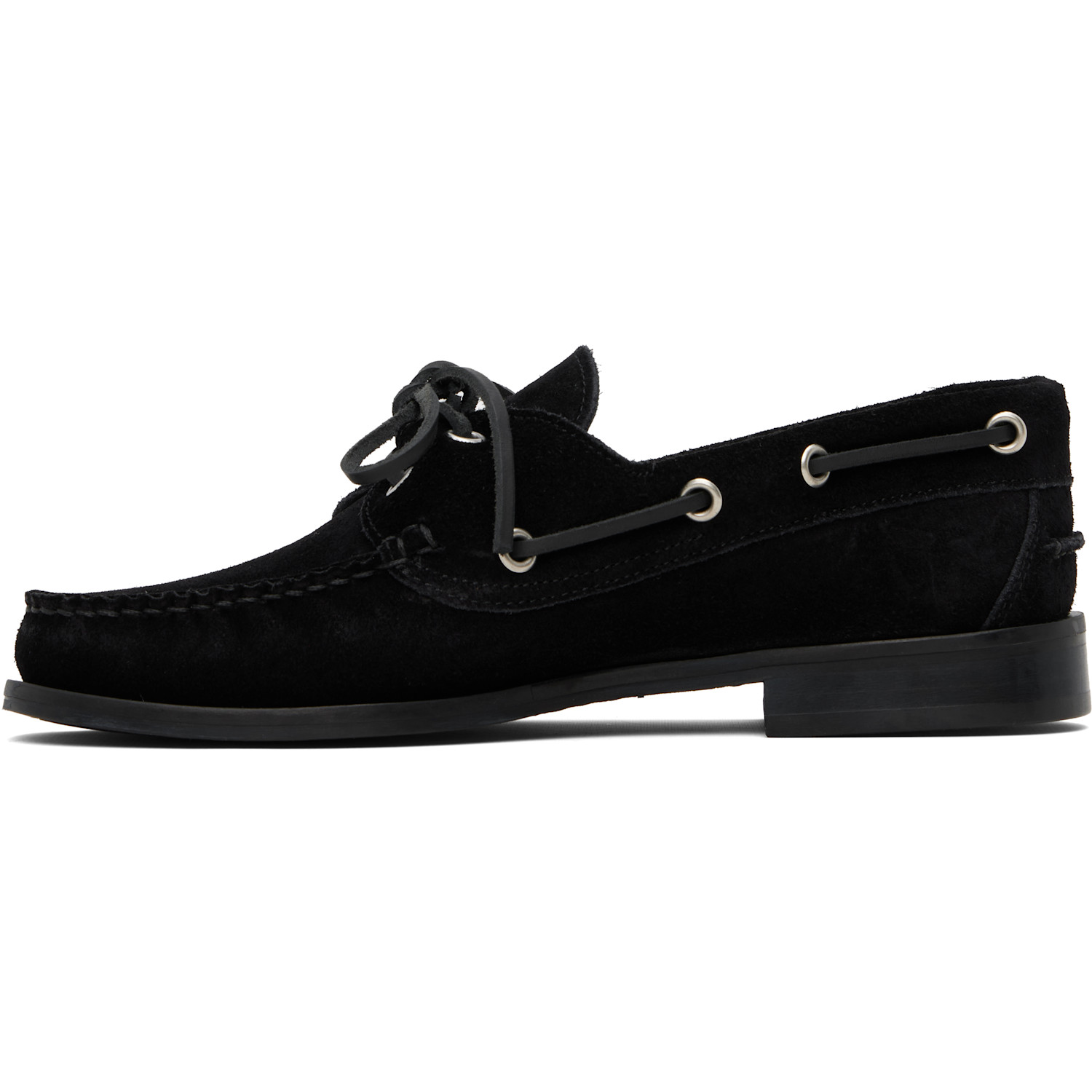  Aeyde Black Harris Suede Boat Shoes 