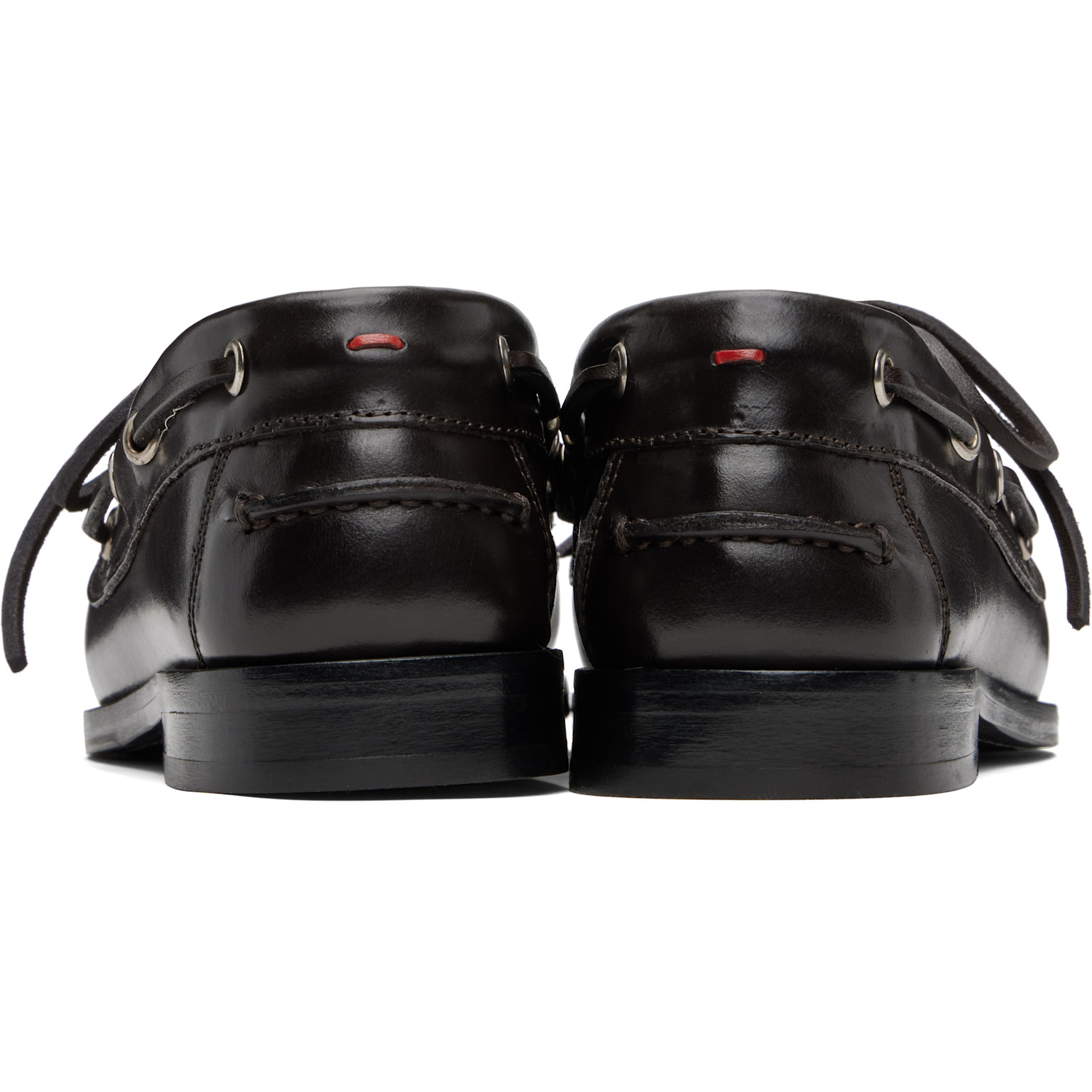  Aeyde Brown Harris Leather Boat Shoes 
