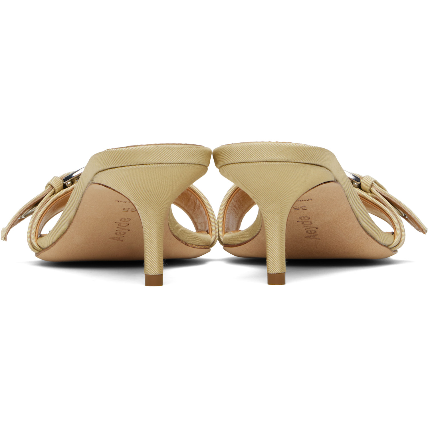  Aeyde Beige Ilvy Eyelet Grosgrain Mules 