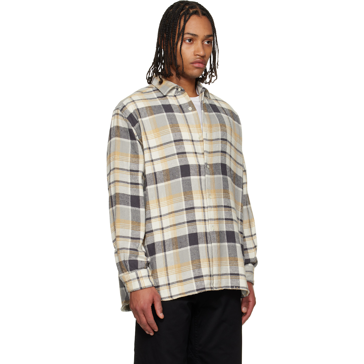  Nanamica Gray & Beige Heavy Flannel Shirt 