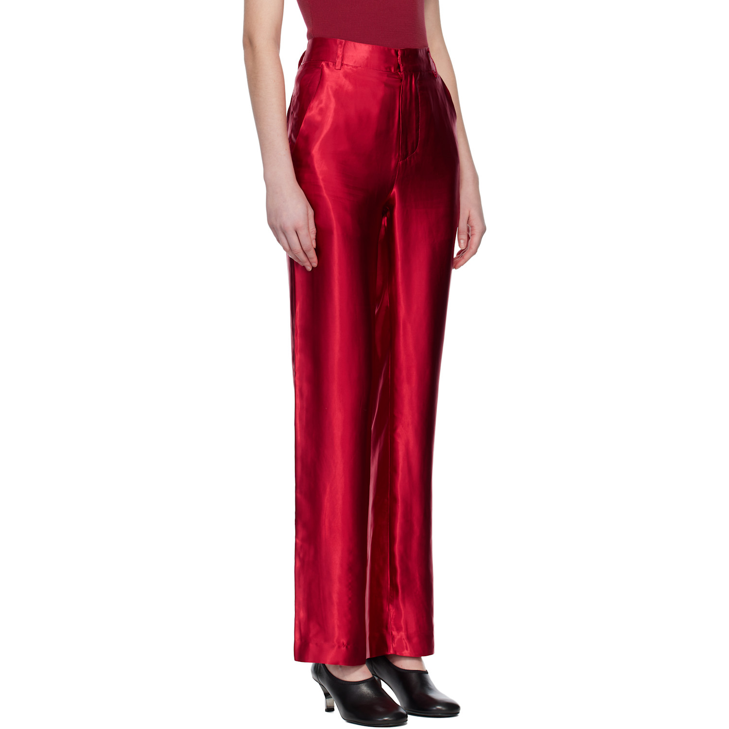  Edward Cuming Red Slink Tailored Trousers 