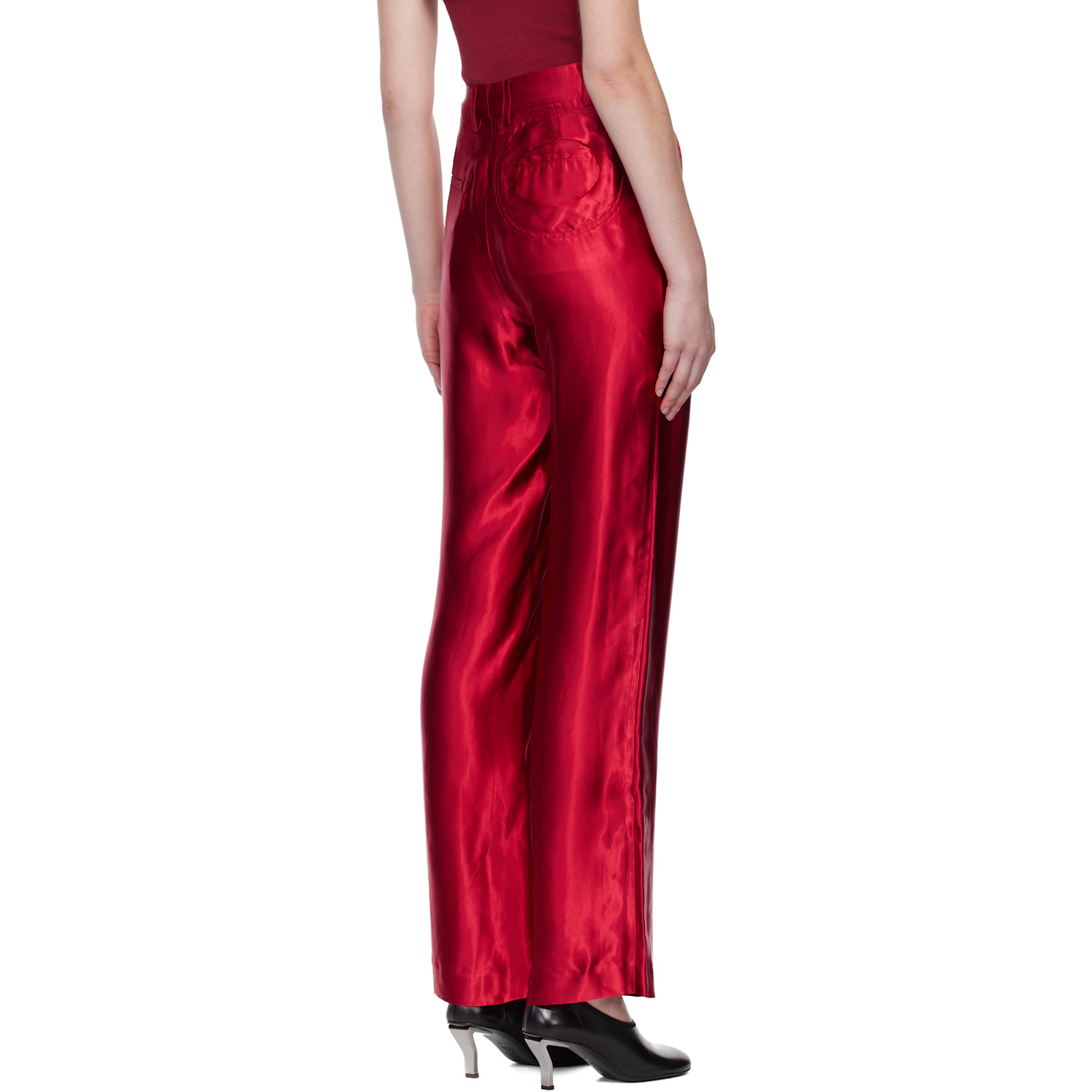  Edward Cuming Red Slink Tailored Trousers 