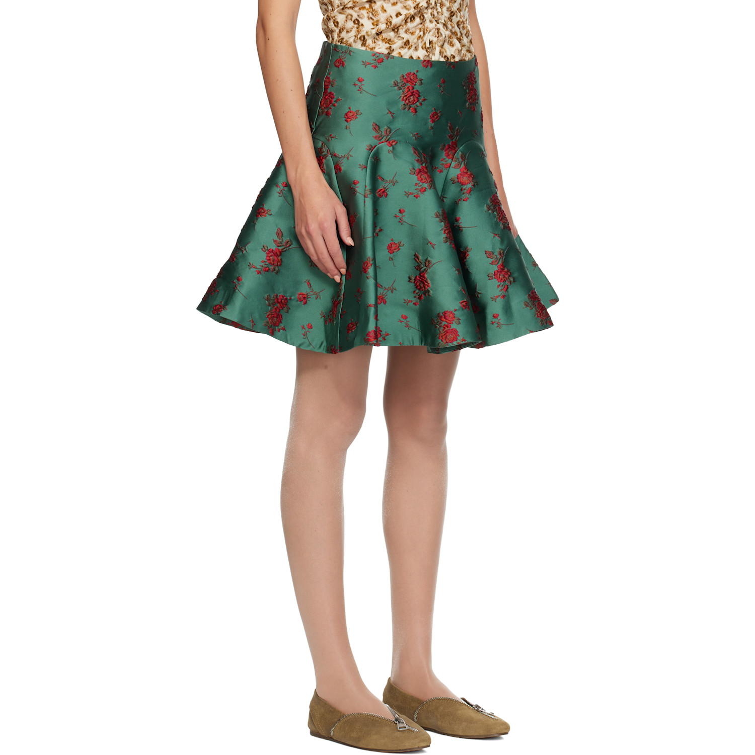  Edward Cuming Green Wallpaper Gala Midi Skirt 