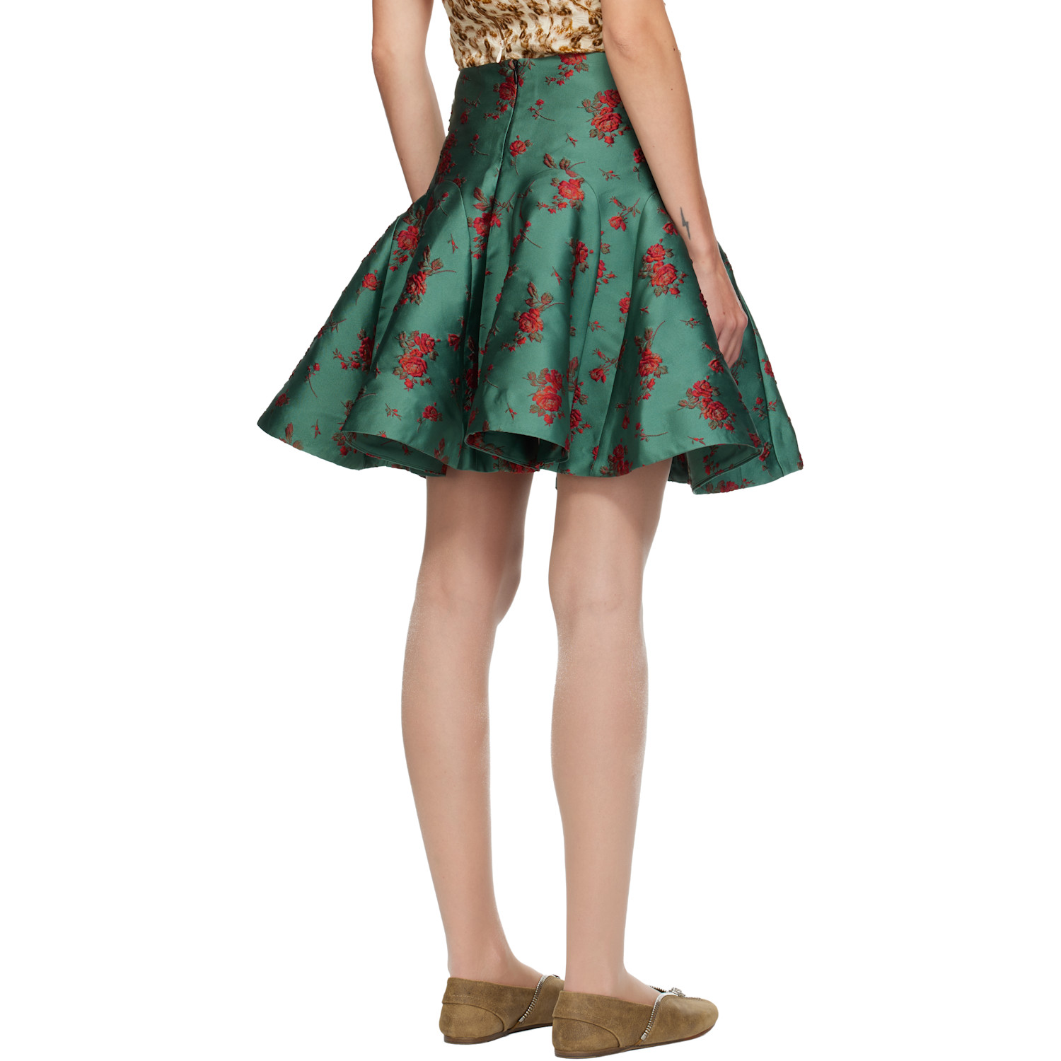  Edward Cuming Green Wallpaper Gala Midi Skirt 