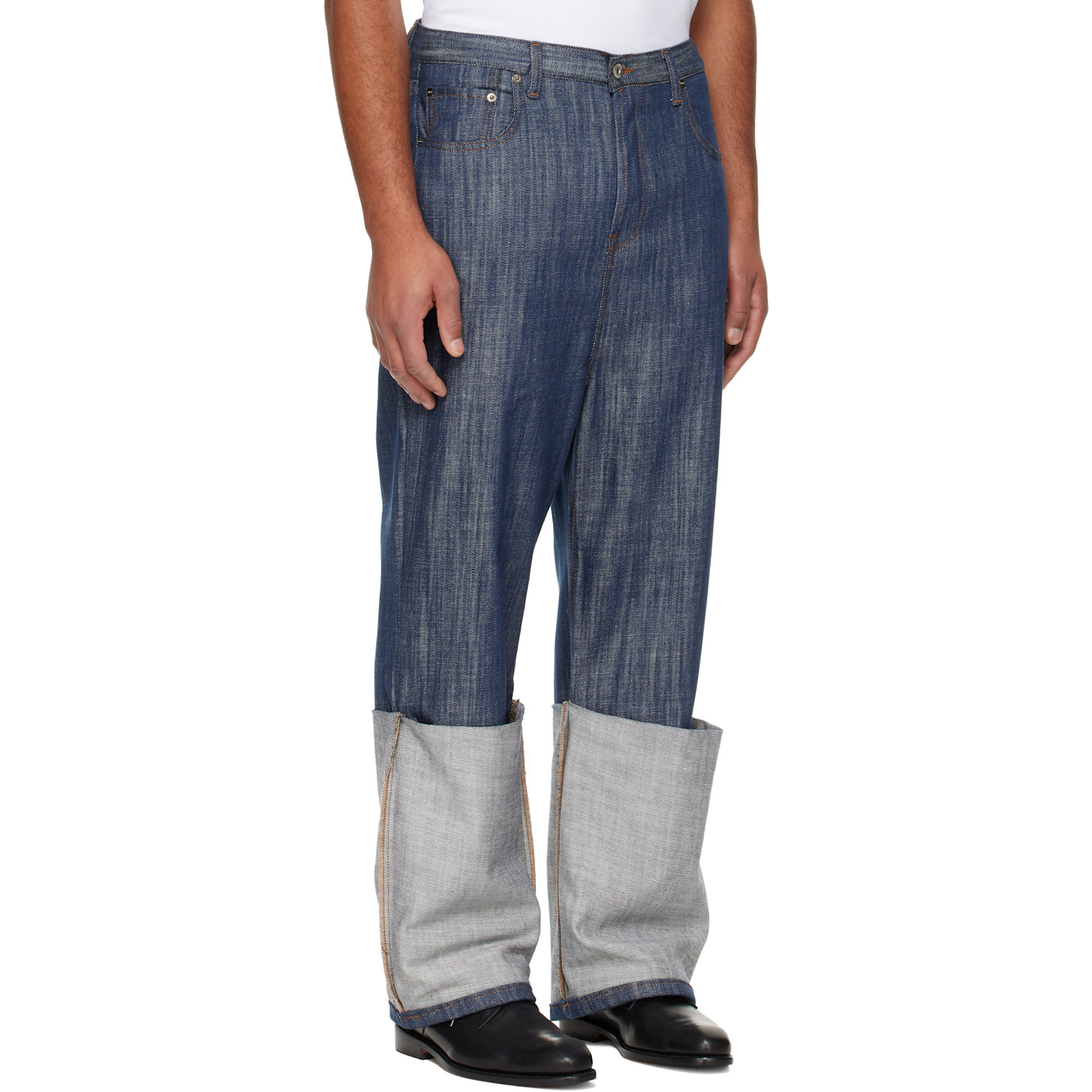  Edward Cuming Navy Turn-up Drop-down Jeans 