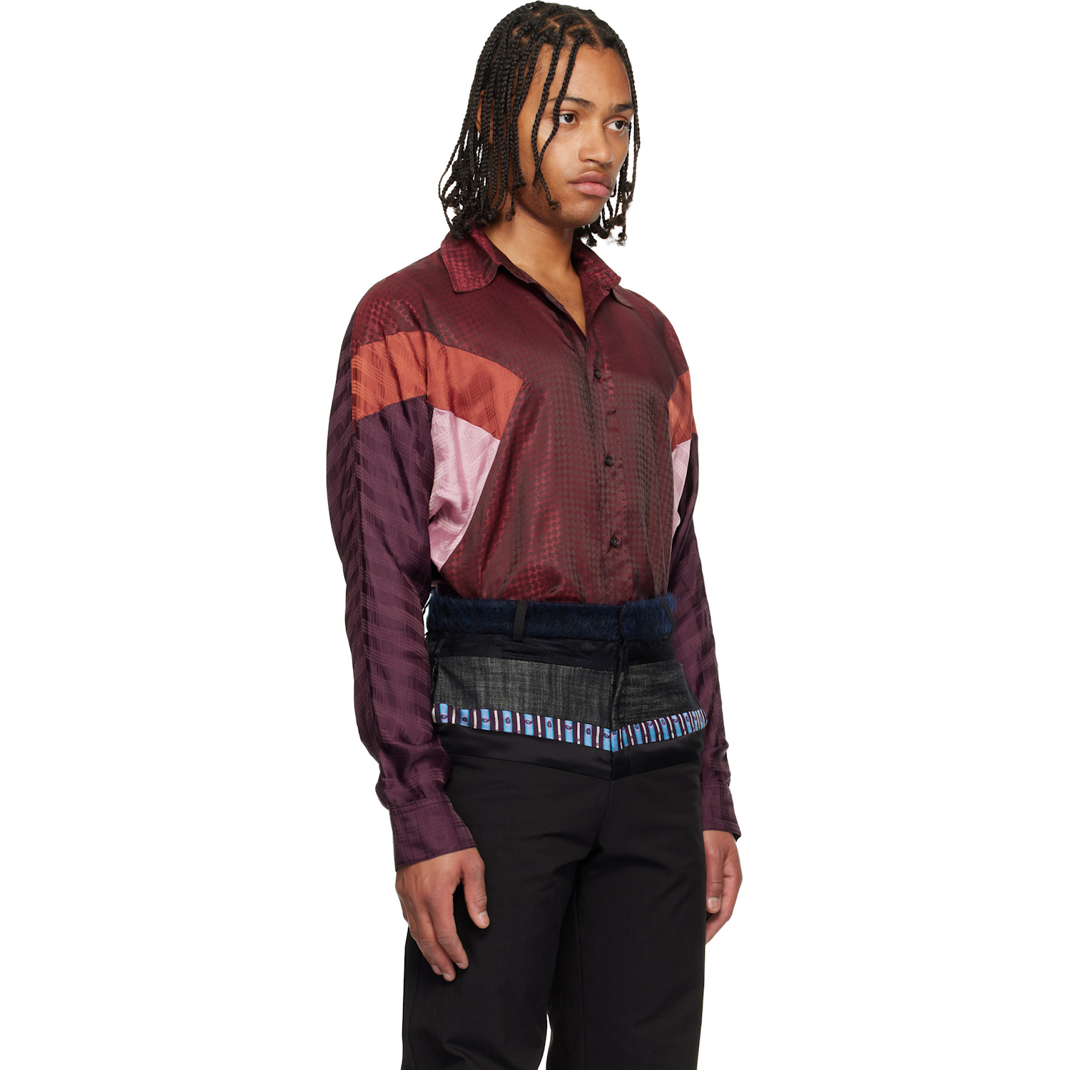  Edward Cuming Burgundy Sag Arm Flex Shirt 