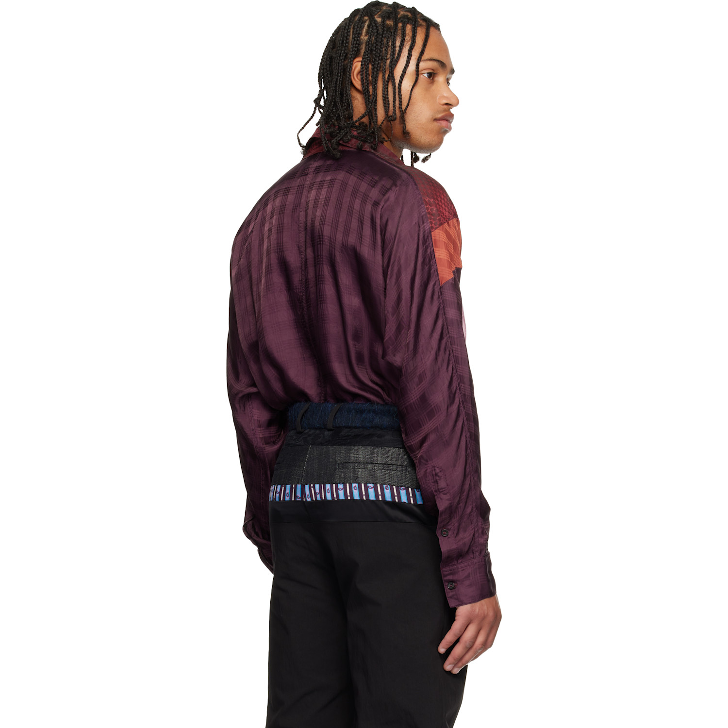  Edward Cuming Burgundy Sag Arm Flex Shirt 