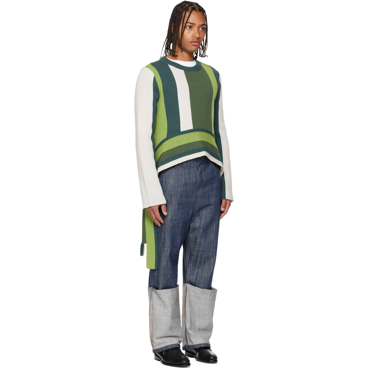 Edward Cuming Off-white & Green Monkey Bar Sweater 