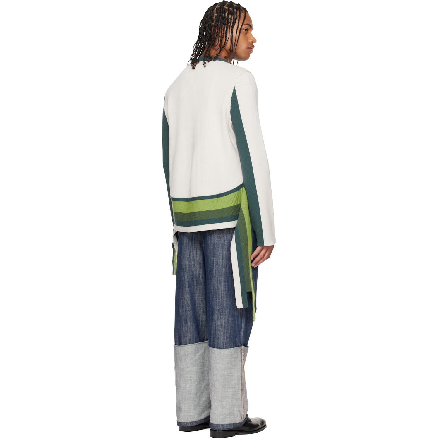  Edward Cuming Off-white & Green Monkey Bar Sweater 