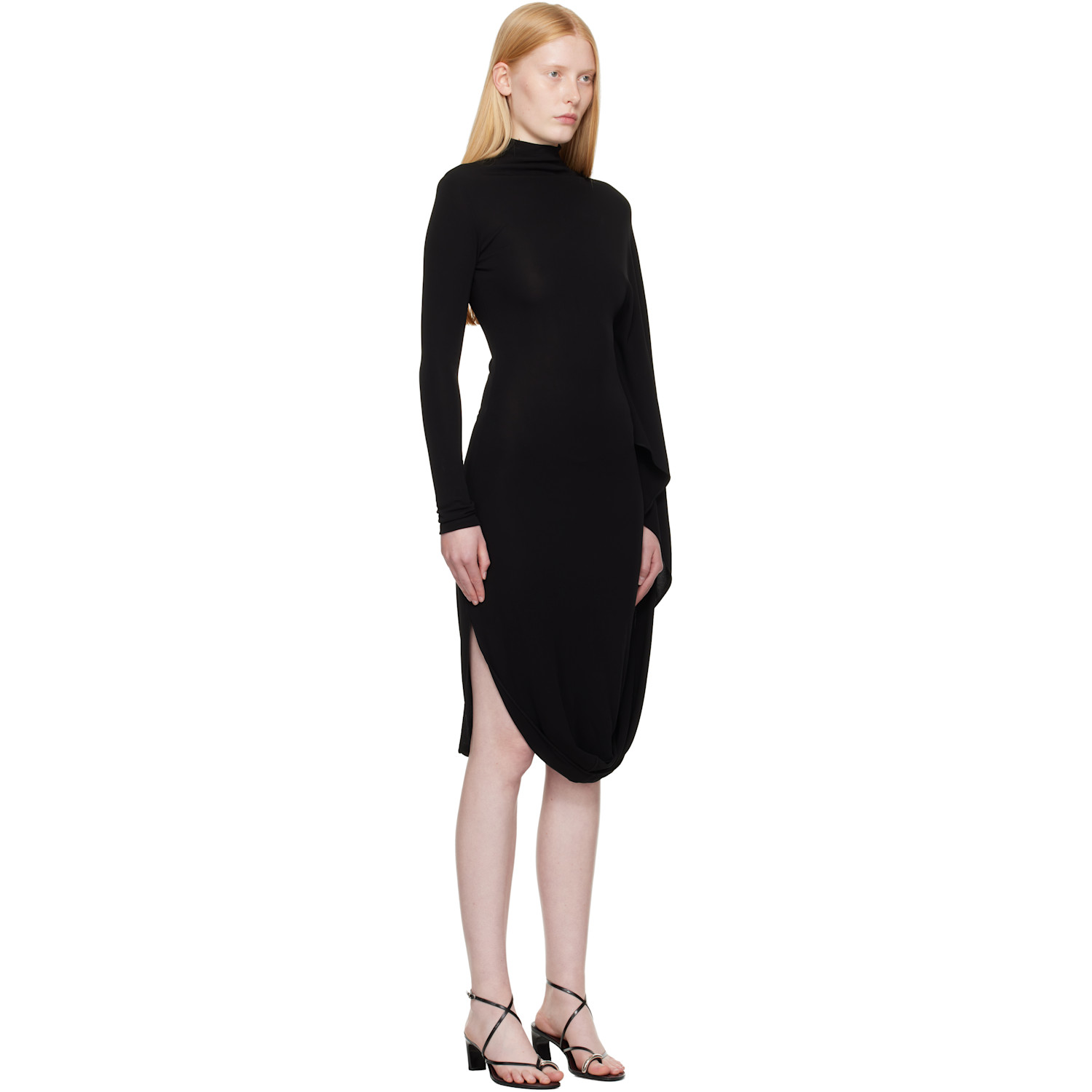  Stella Mccartney Black Asymmetric Cape Midi Dress 