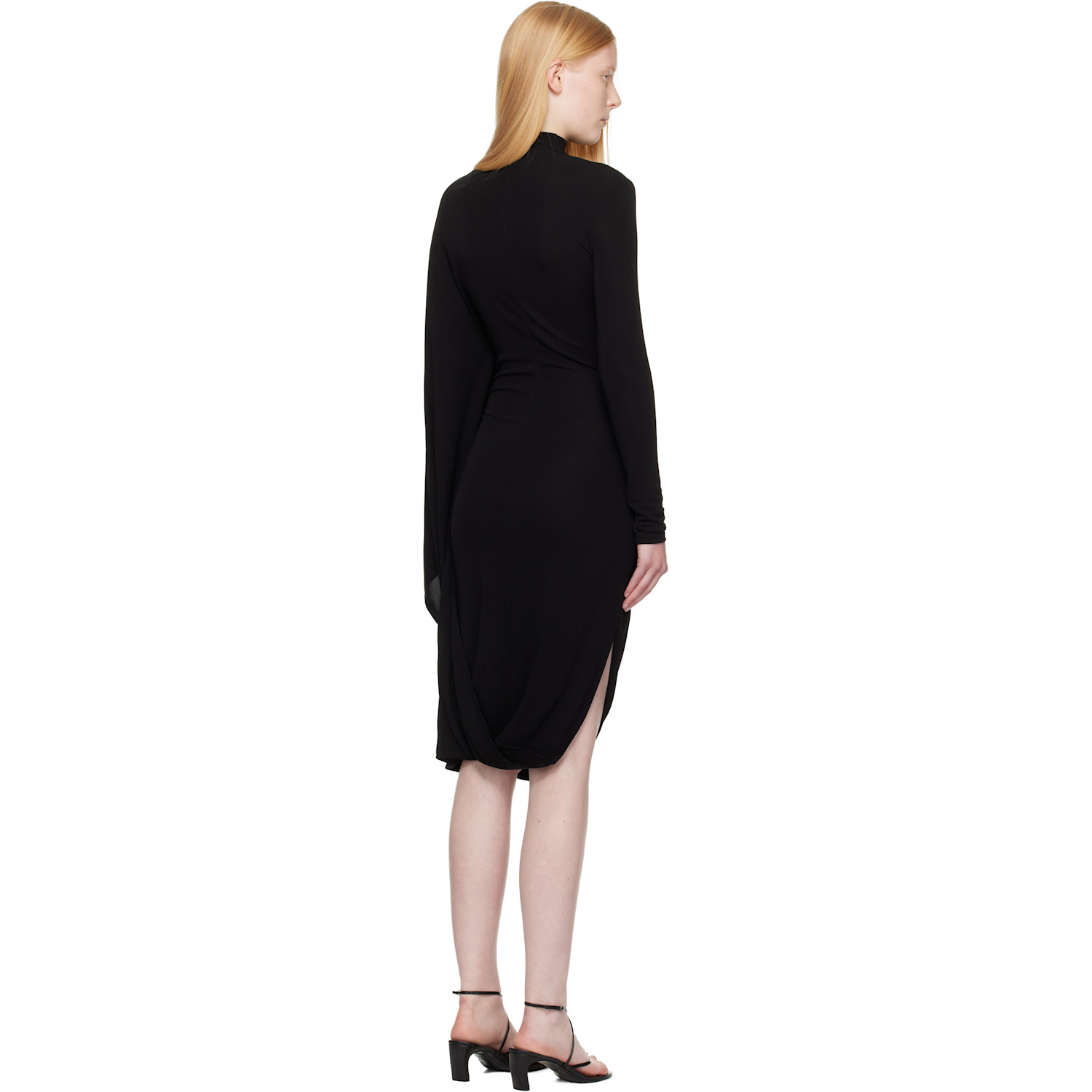  Stella Mccartney Black Asymmetric Cape Midi Dress 