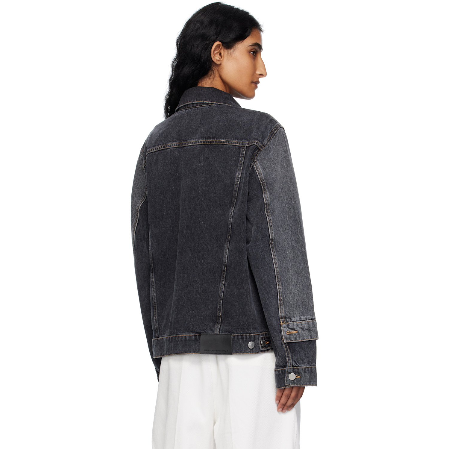  Stella Mccartney Black Tonal Panelled Denim Jacket 