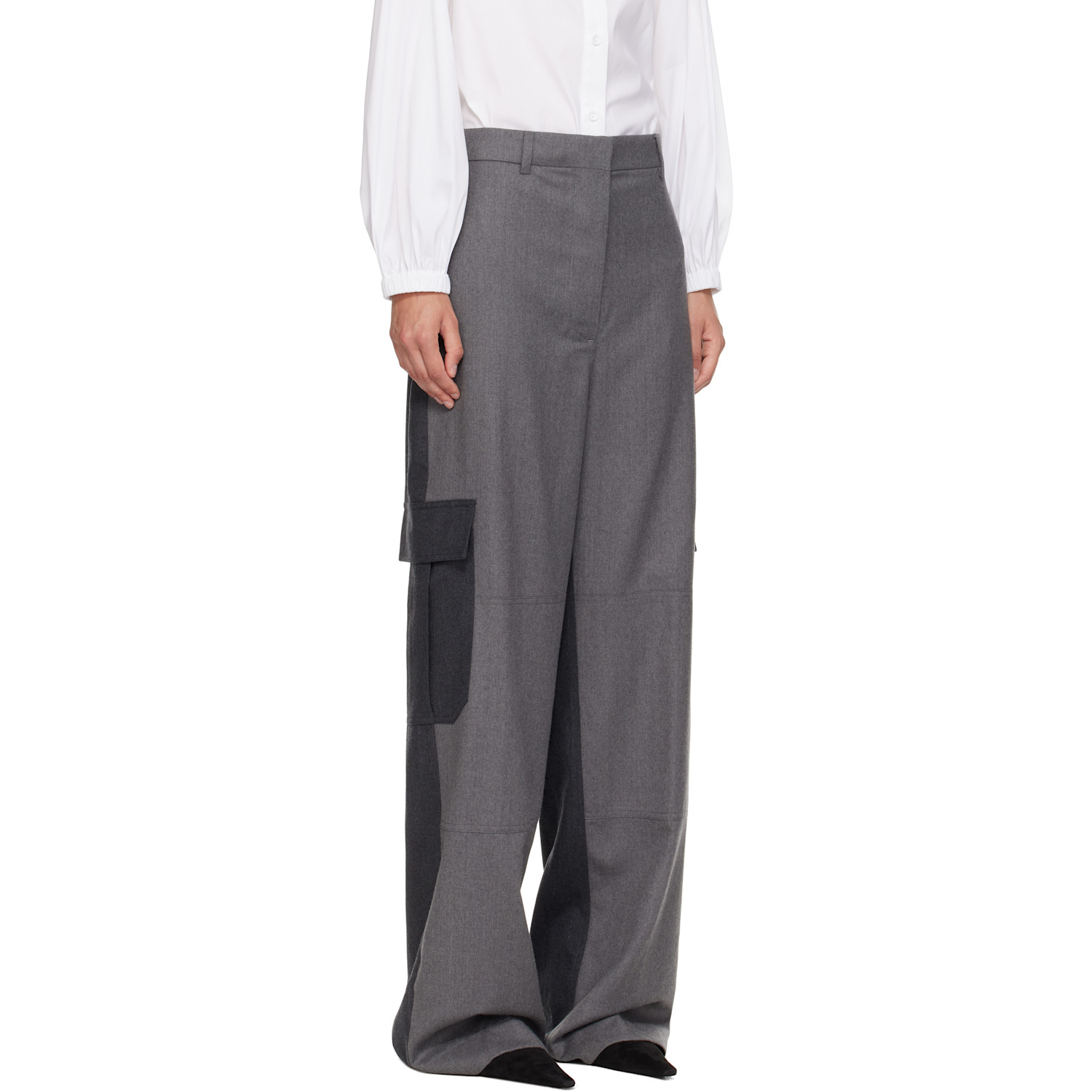  Stella Mccartney Gray Paneled Slouchy Cargo Pants 