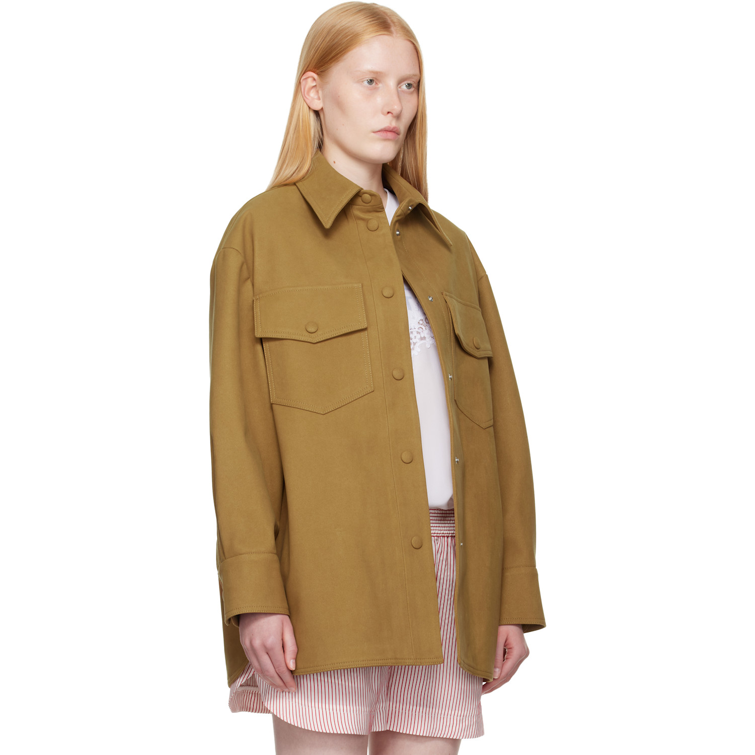  Stella Mccartney Tan Alter Faux-suede Overshirt 