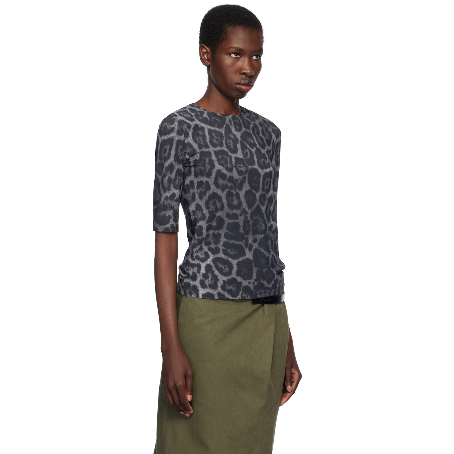  Stella Mccartney Gray Leopard Print T-shirt 