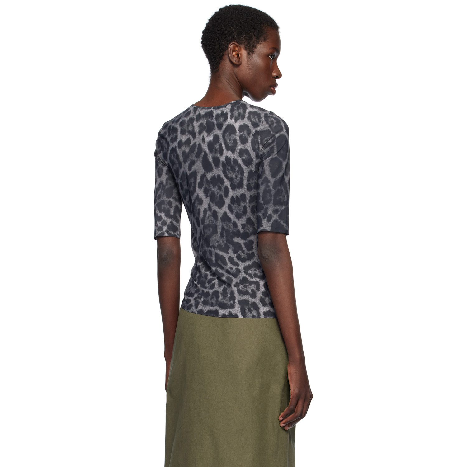  Stella Mccartney Gray Leopard Print T-shirt 