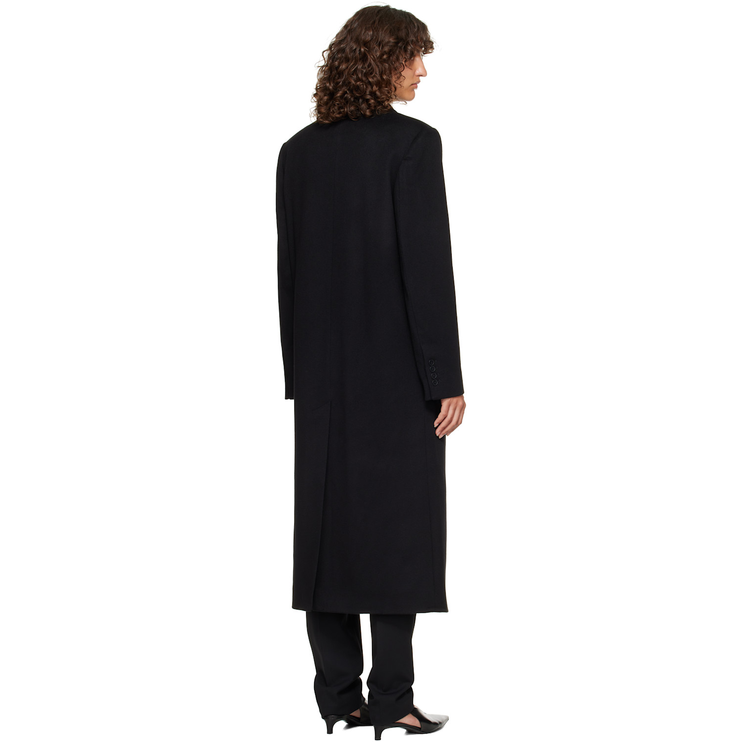  Loulou De Saison Manteau Long Rosco Noir à Double Boutonnage 