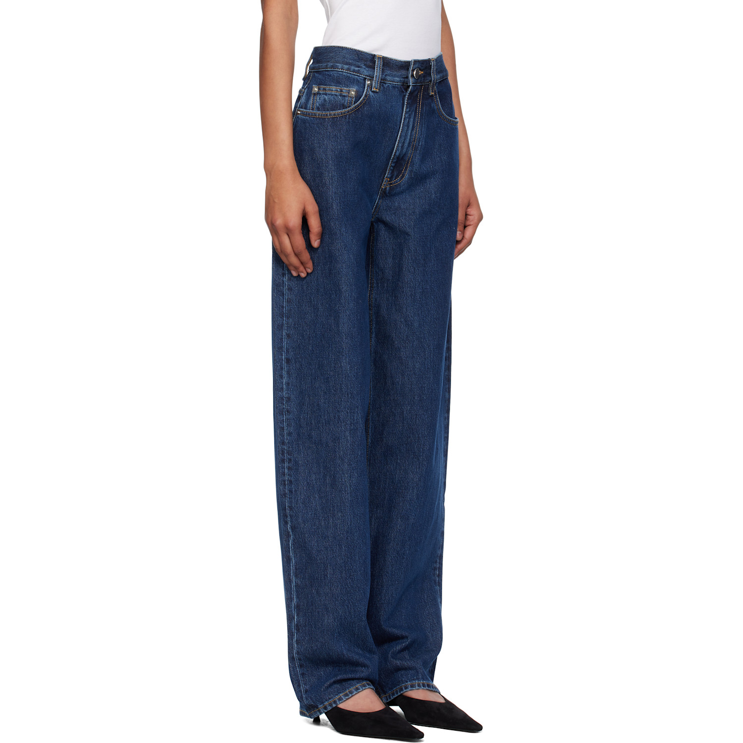  Loulou De Saison Blue Samur Lds Straight Leg Jeans 