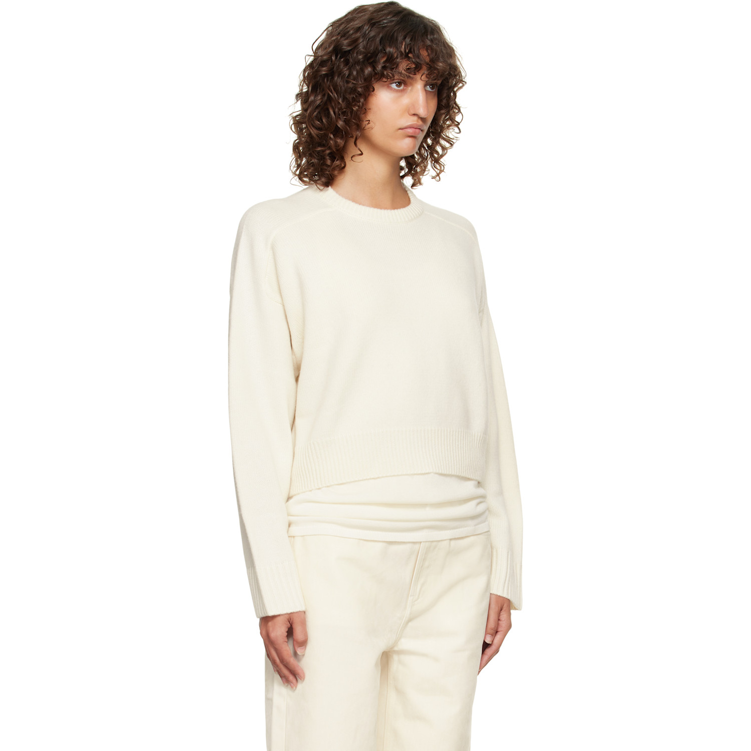  Loulou De Saison Off-white Bruzzi Lds Boxy Cashmere Sweater 