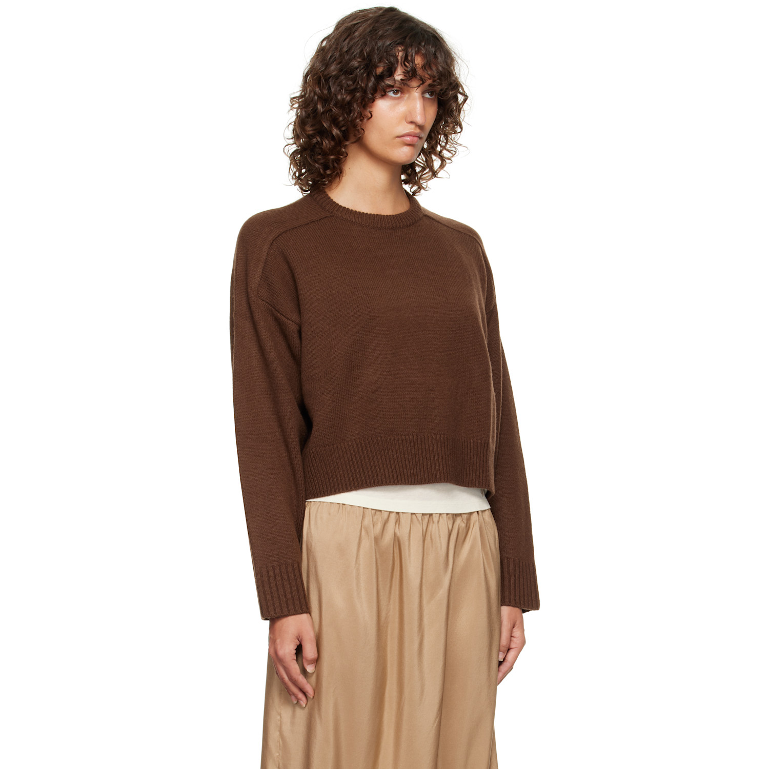  Loulou De Saison Brown Bruzzi Lds Boxy Cashmere Sweater 