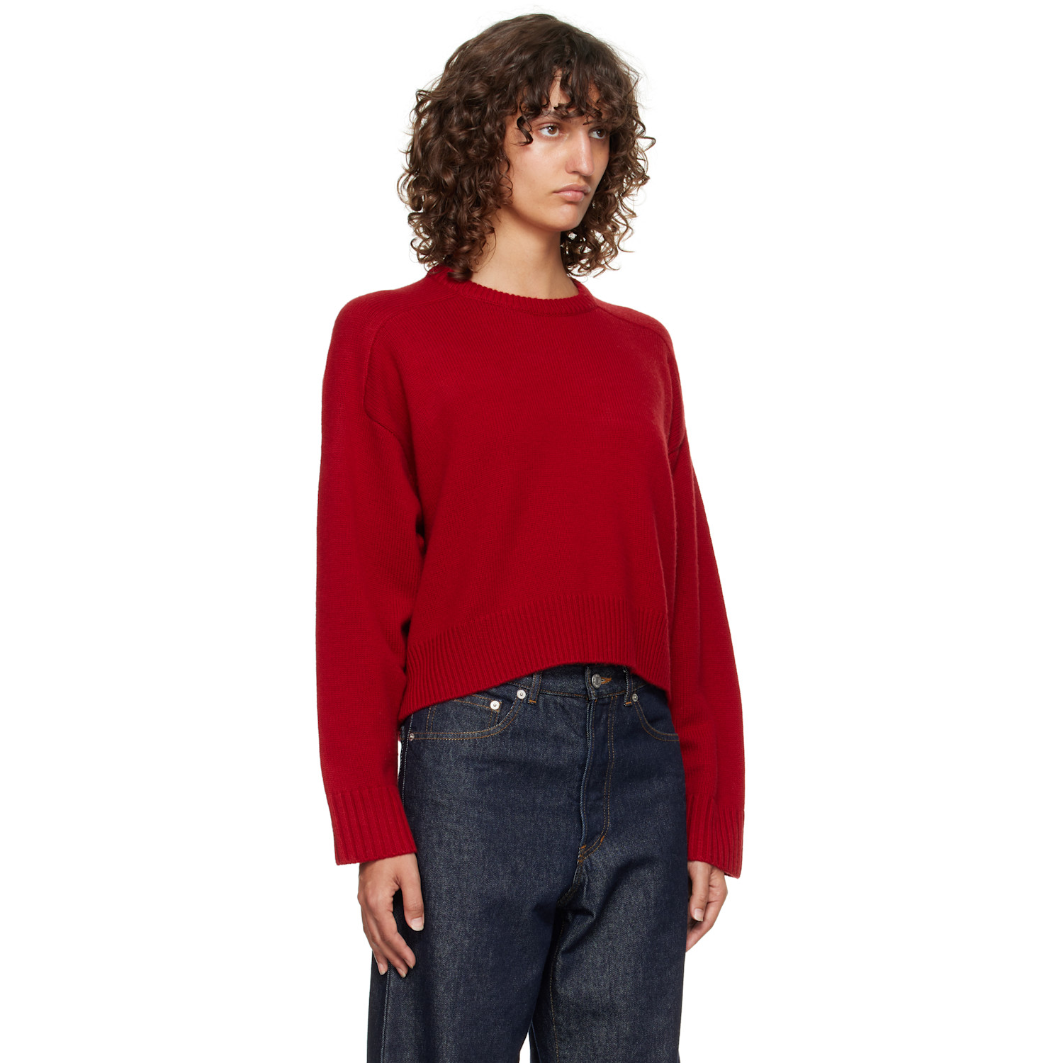  Loulou De Saison Red Bruzzi Lds Boxy Cashmere Sweater 