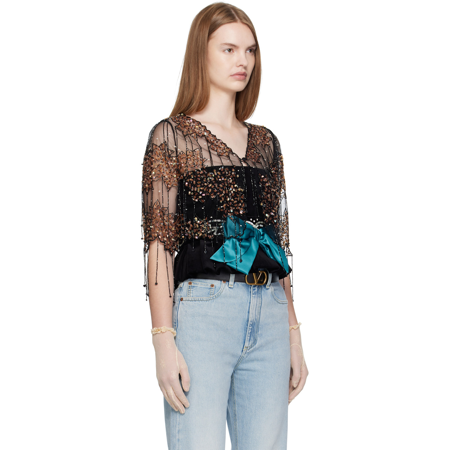  Valentino Black Sequinned Jacket 