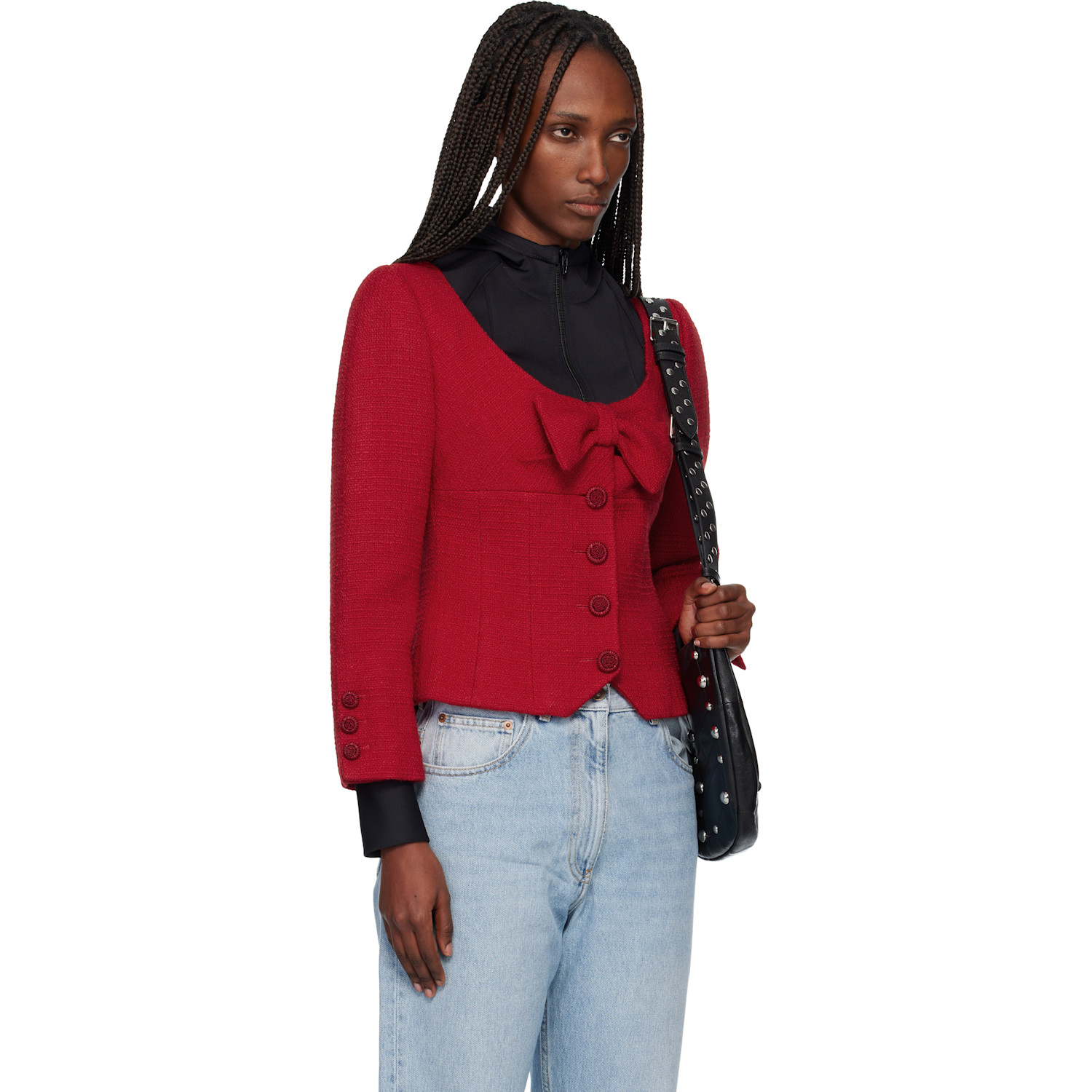  Valentino Red Tweed Jacket 