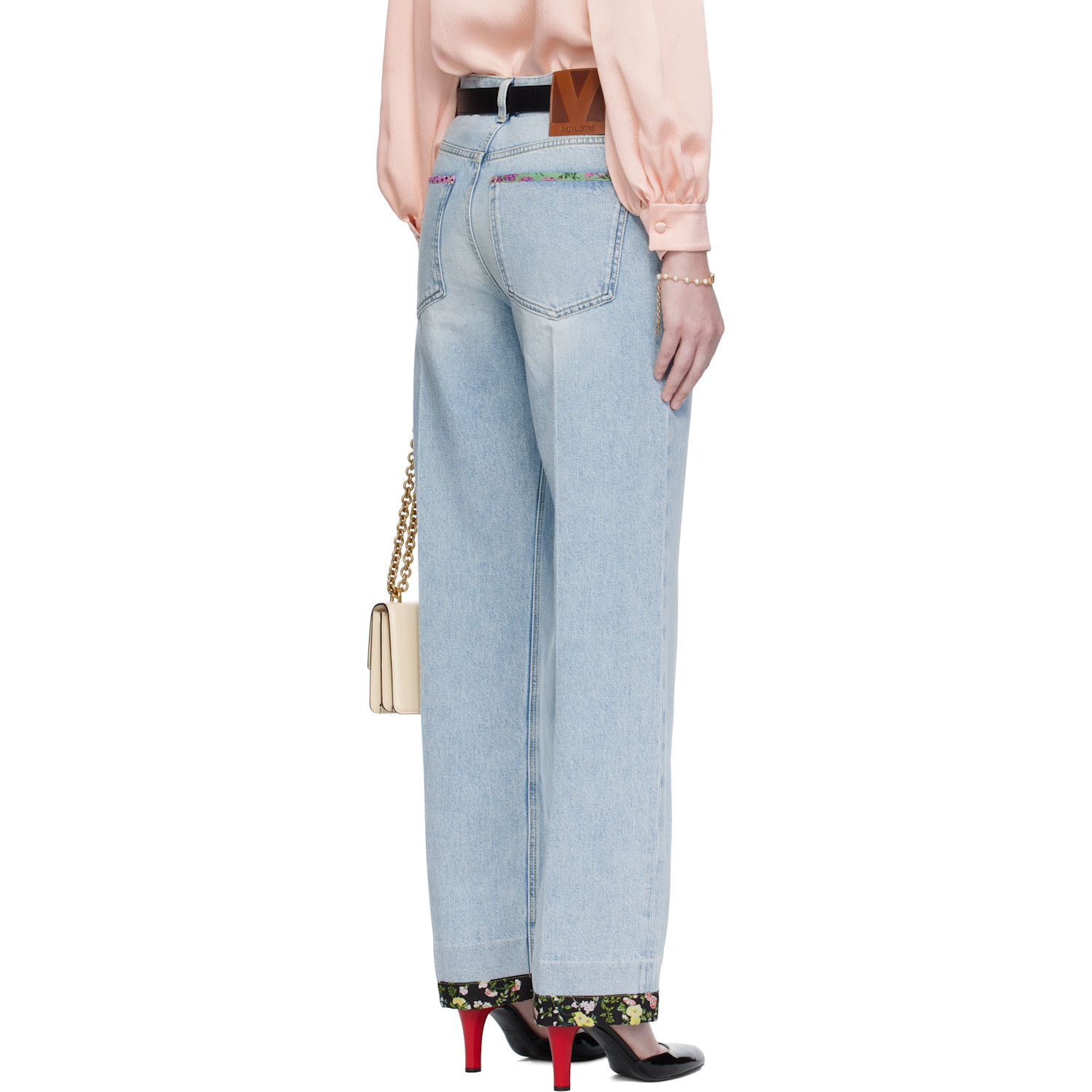  Valentino Blue Embroidered Denim Jeans 