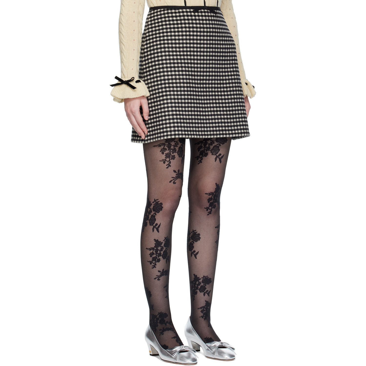  Valentino Black & White Check Miniskirt 