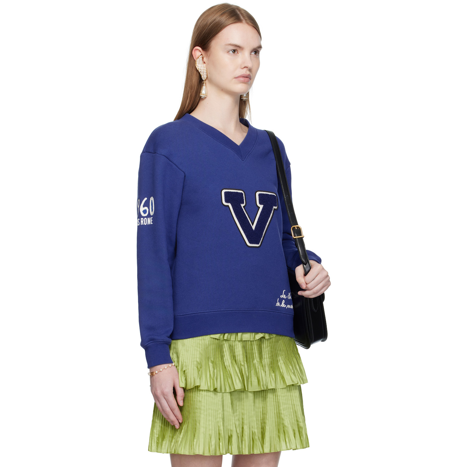  Valentino Blue Embroidered Cotton Sweatshirt 