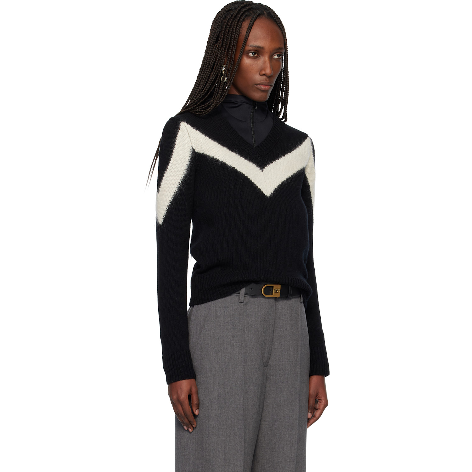  Valentino Black Virgin Wool Sweater 