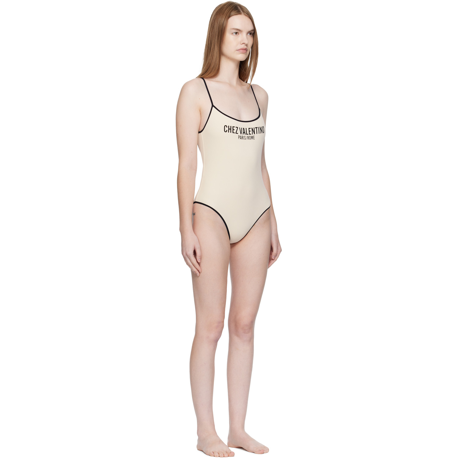  Valentino Off-white Lycra Piqué Swimsuit 