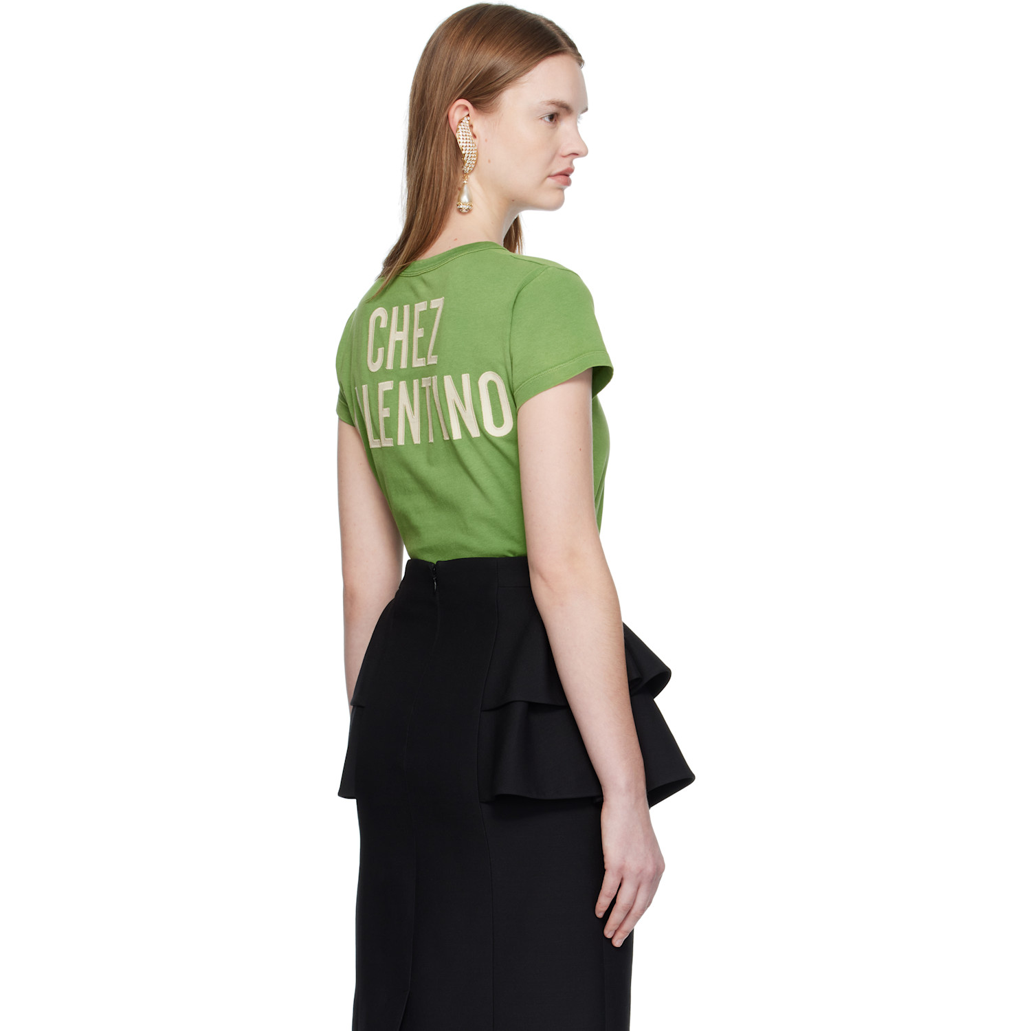  Valentino Green Printed Cotton T-shirt 