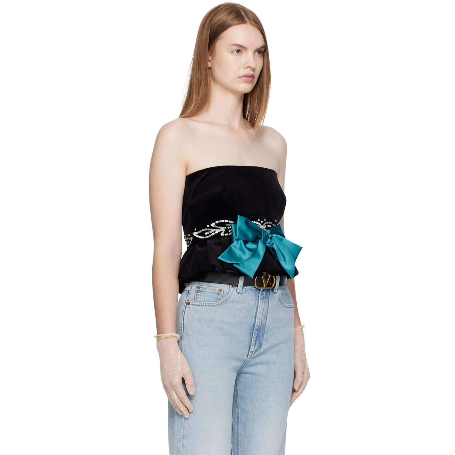 Valentino Black Velvet Tank Top 
