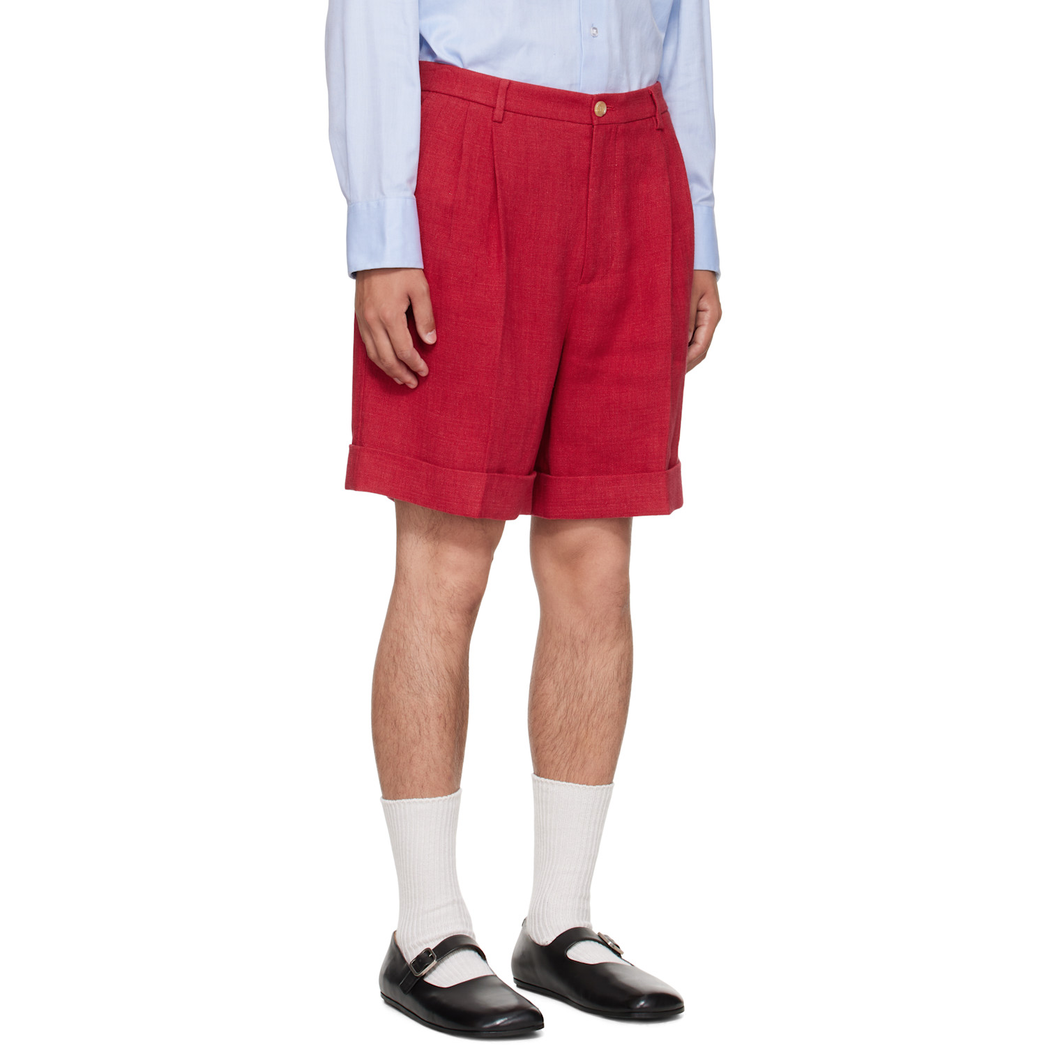  Valentino Red Linen Bermuda Shorts 