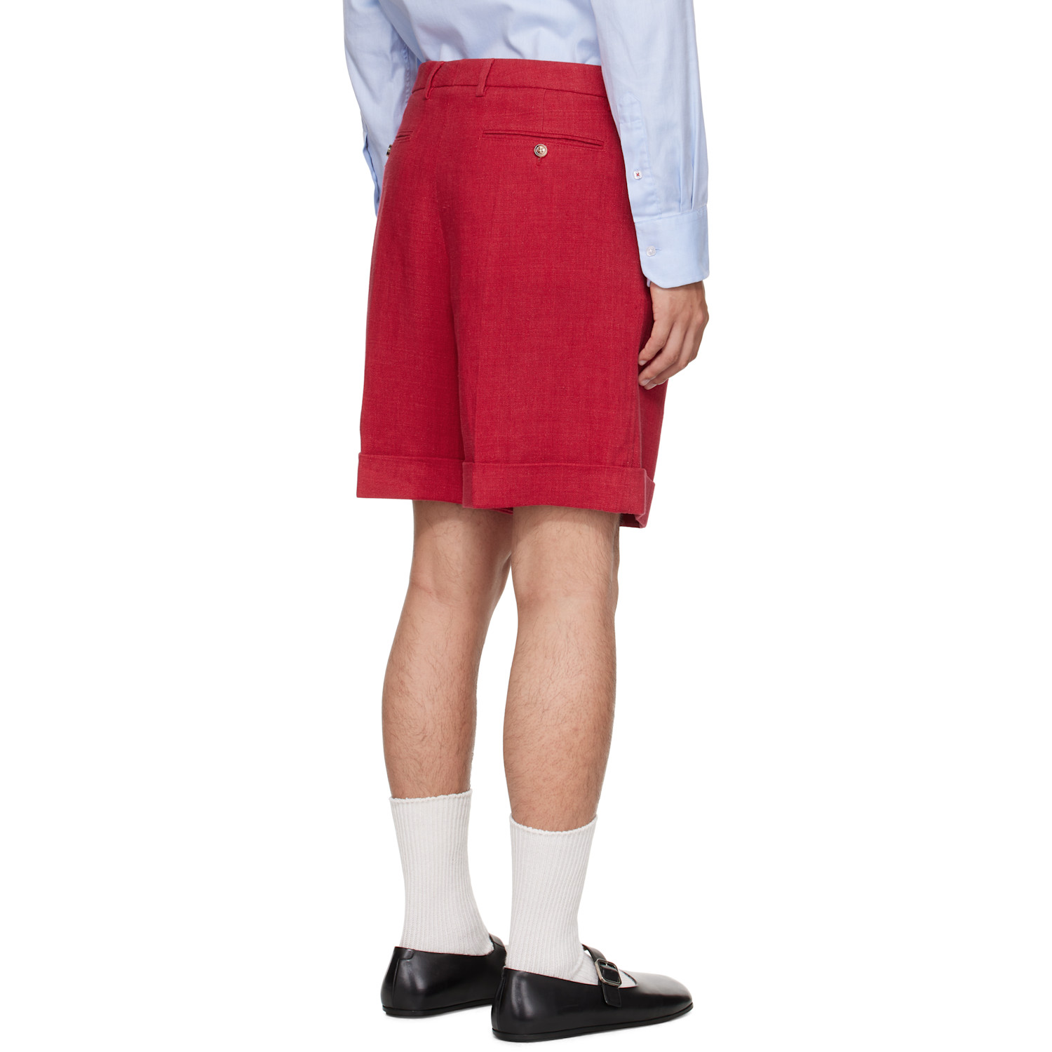  Valentino Red Linen Bermuda Shorts 