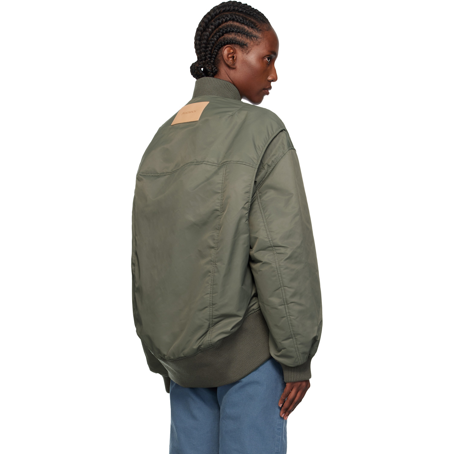  Jw Anderson Gray Oversized Curved Hem Bomber Jacket 