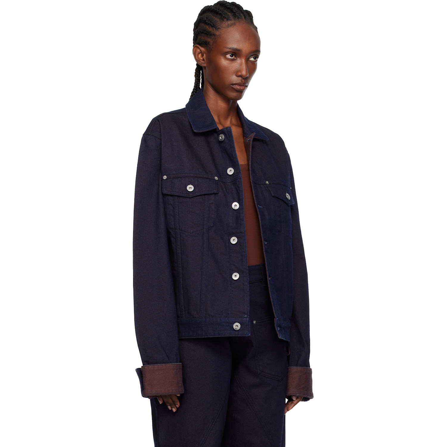  Jw Anderson Navy Turn Up Cuff Denim Jacket 